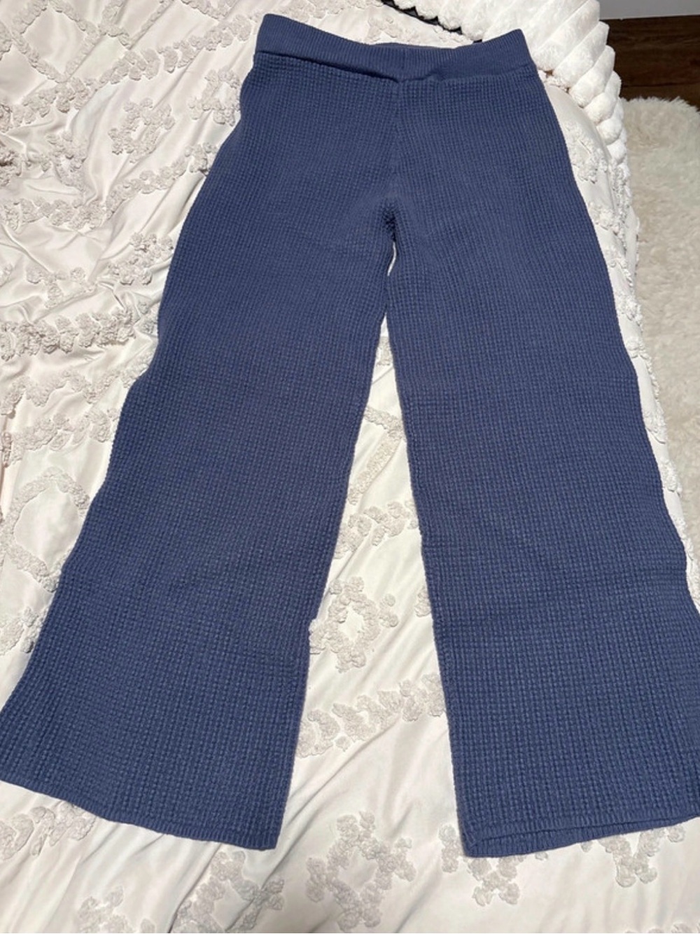Wide-Leg Knit Pants - Navy